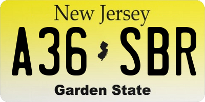 NJ license plate A36SBR