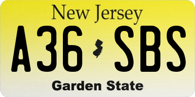 NJ license plate A36SBS