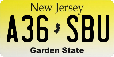 NJ license plate A36SBU