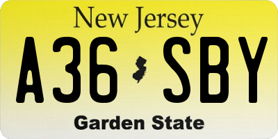 NJ license plate A36SBY