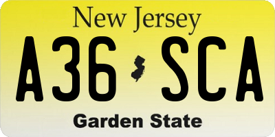 NJ license plate A36SCA