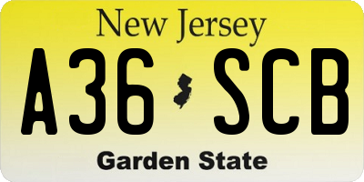 NJ license plate A36SCB