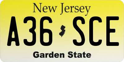 NJ license plate A36SCE