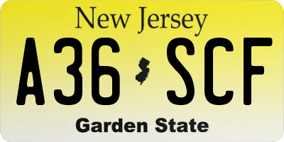 NJ license plate A36SCF