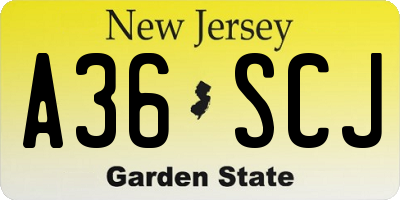 NJ license plate A36SCJ