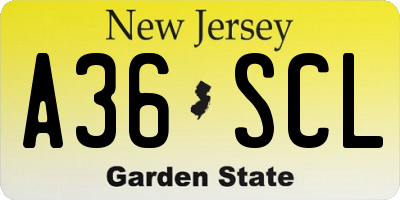 NJ license plate A36SCL