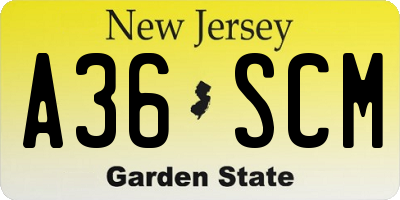NJ license plate A36SCM