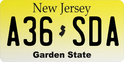 NJ license plate A36SDA