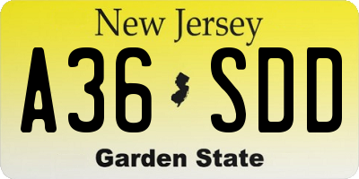 NJ license plate A36SDD