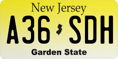 NJ license plate A36SDH