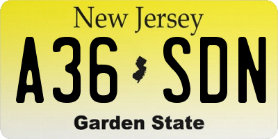 NJ license plate A36SDN