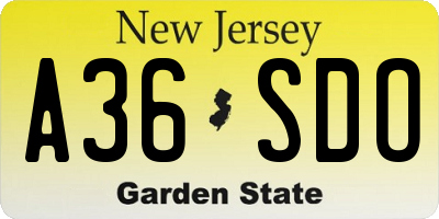 NJ license plate A36SDO