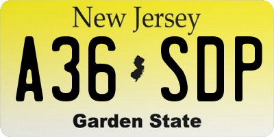 NJ license plate A36SDP
