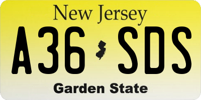 NJ license plate A36SDS