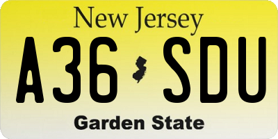 NJ license plate A36SDU