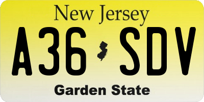 NJ license plate A36SDV