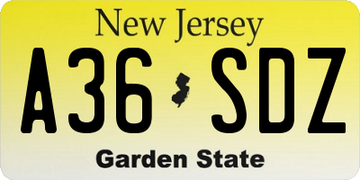 NJ license plate A36SDZ