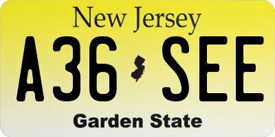 NJ license plate A36SEE