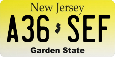 NJ license plate A36SEF