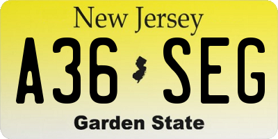 NJ license plate A36SEG