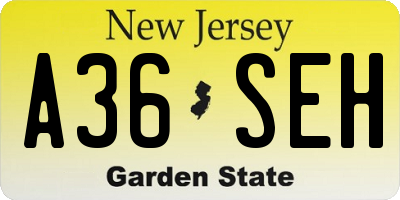 NJ license plate A36SEH