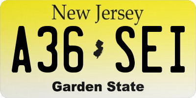 NJ license plate A36SEI