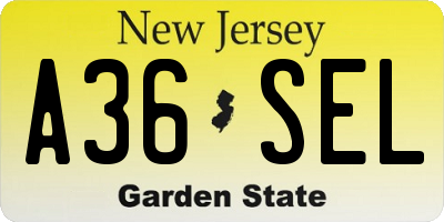 NJ license plate A36SEL