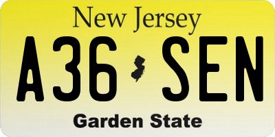NJ license plate A36SEN