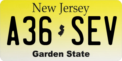 NJ license plate A36SEV