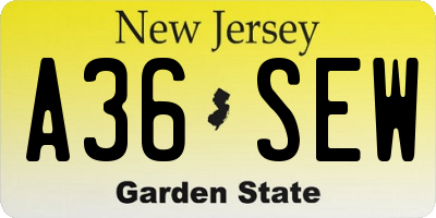 NJ license plate A36SEW