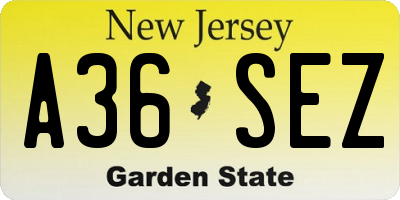 NJ license plate A36SEZ