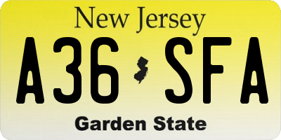 NJ license plate A36SFA