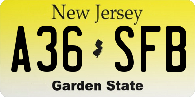 NJ license plate A36SFB