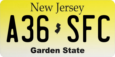 NJ license plate A36SFC