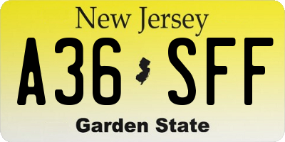 NJ license plate A36SFF