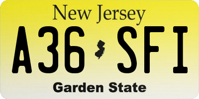 NJ license plate A36SFI