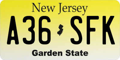 NJ license plate A36SFK