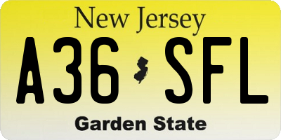NJ license plate A36SFL