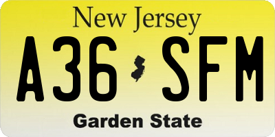 NJ license plate A36SFM