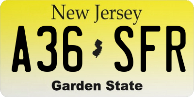 NJ license plate A36SFR