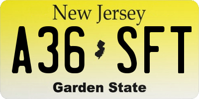 NJ license plate A36SFT