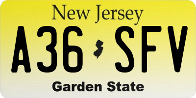 NJ license plate A36SFV