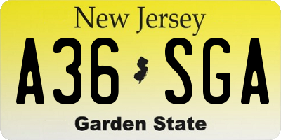 NJ license plate A36SGA