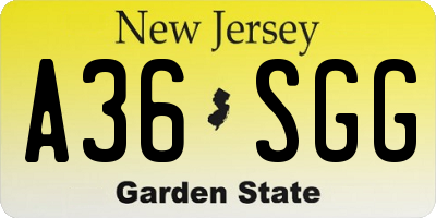 NJ license plate A36SGG
