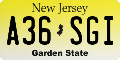 NJ license plate A36SGI