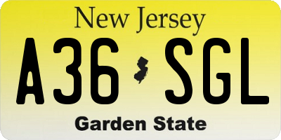 NJ license plate A36SGL