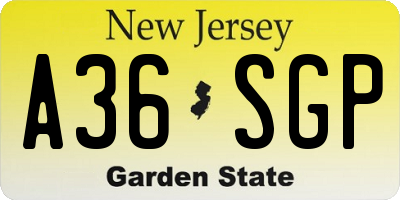 NJ license plate A36SGP