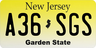 NJ license plate A36SGS