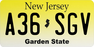 NJ license plate A36SGV