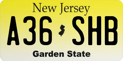 NJ license plate A36SHB